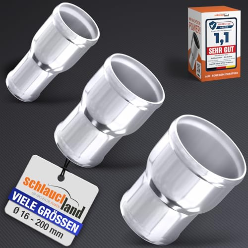 2 Stück | ALU-ROHR Reduzierstück AD-Ø 48-38mm Reduzierer poliert | AUSWAHL 1-10 Stück & GRÖSSE 13-200 mm | Reduzierung Aluminium Rohr Motor KFZ LLK Turbo Kühler Schlauch-Verbinder Adapter | PREMIUM