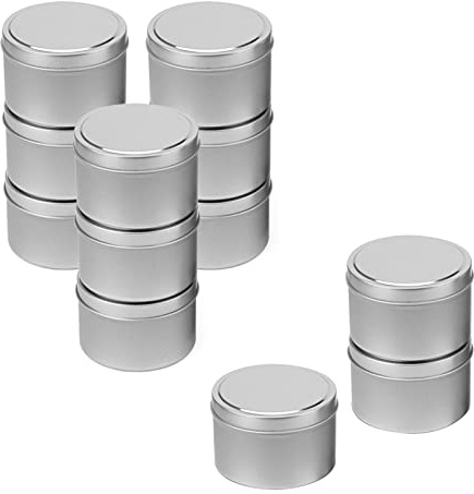JOIKIT Paquete de 12 tarros de lata de 8 onzas, latas de metal para velas, recipientes redondos vacíos para hacer velas para arte, almacenamiento