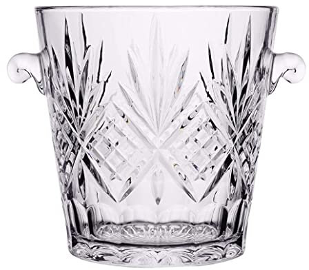 Ice Bucket Wine Bottle Cooler Champagne Bucket Thicken Lead-free Glass Ice Bucket Japanese Carving Small Ice Bucket Bar Cocktail Ice Champagne Bucket Cooler Buckets for Parties (Color : F)