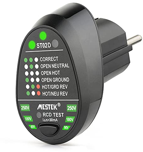 YUMILI RCD Socket Tester Automatic Neutral Circuit Polarity Detector (EU Plug)