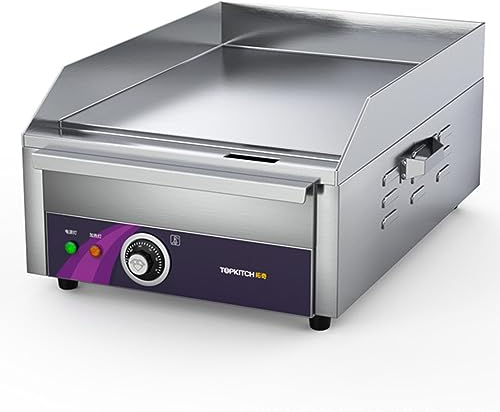 RUYICZB 2500W Plancha Eléctrica Profesional Plancha Cocina Eléctrica Plancha De Asar De Acero Inoxidable para Panqueques Tocino Crujiente Queso Asado Desayunos Ricos Platos Fritos 50-300℃