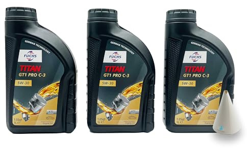 3 L Fuchs Titan GT1 Pro C-3 5W30 | passend für | VW 504 00 | VW507 00 | MB 229.51 | BMW LONGLIFE-04 | PORSCHE C30 | 3 Liter | Motoröl | Motorenöl | mit Trichter