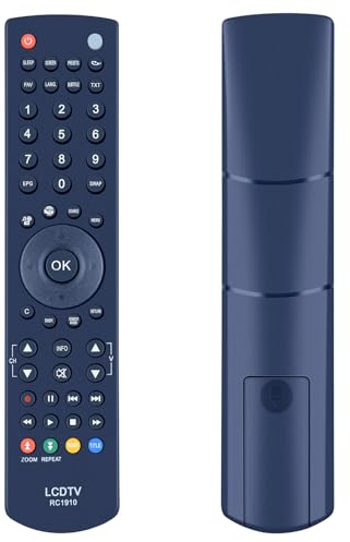 TCNOUMT Télécommande de rechange RC1910 compatible avec Toshiba Polaroid Bush Sharp Telefuken TV P19LEDDVD12 22D1333G 22DL502B 22DL504B 24W1337DB 32DV504B 40L1353DB 48L1443DG Télécommande universelle