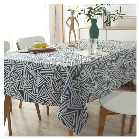 Gualiy Tischdecke Rechteckig, Tischtuch 135x250CM Polyester Tischtuch Abwaschbar Dreieck Jacquard Tischdecken für Glastisch, Marineblau