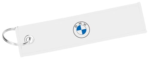 BMW Schlüsselanhänger Textil gewebt Weiß