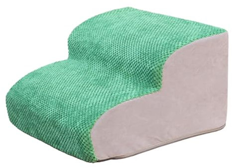 perfk Hundetreppe für kleine Hunde, 3-stufige Hunderampe aus hochdichtem Schaumstoff, extra breite, rutschfeste Haustierstufen für hohe Betten oder Couch, Grün #2