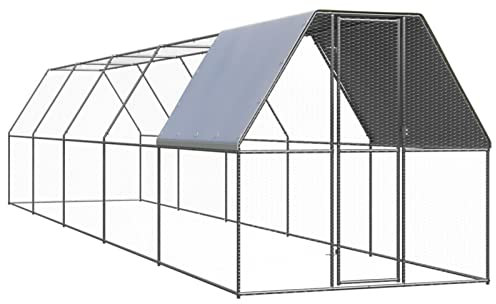 Festnight Freilaufgehege Hühner 2 x 10 x 2 m,Outdoor Hühnerkäfig,Hühnerauslauf,Hühnerkäfignetz,Geflügelkäfig,Hühnerkäfig Verzinkter Stahl,Hühnerstall,Voliere Hühner,Freilaufgehege,Tür & Riegel