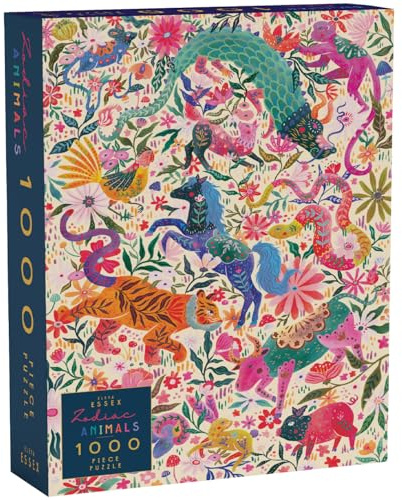 Elena Essex Puzzle - Zodiac Animals/Puzzle für Erwachsene /1000 Puzzle/Puzzle Schwarz Erwachsene Anspruchsvoll/Drache Tier Tiger Pferd Katze/Puzzlegröße 70 x 50 cm