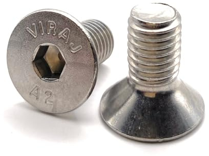 Premium Fixation Schrauben M10 x 20 mm, Senkkopf, BTR aus Edelstahl A2 | Schrauben FHC mit Innensechskant (Inbusschlüssel) ISO 10642 / DIN 7991 | Schrauben Edelstahl A2 (V2A/304): 10 Stück