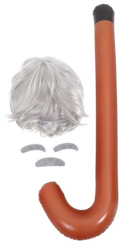 BIUDECO 1satz Halloween Cosplay Für Partys Teiliges Mit Vintage Perücke Bart Augenbrauen Und Aufblasbarem Gehstock Für Authentisches Kostüm-feeling