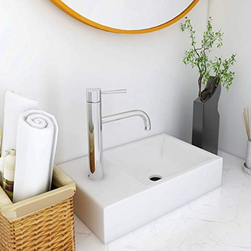 JUDYY Lavabo, Lavabo sobre Encimera, Lavabo Baño, Muebles De Baño, Mueble Lavabo, SMC Blanco 400x220x90 mm