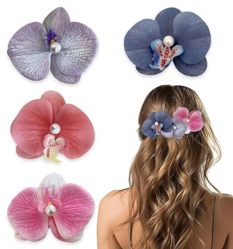 SULIUDAJI 4 Piezas Pinza Flor Hawaiana, Con Flores Hawaianas Para El Pelo, Horquillas Para El Pelo De Hibisco Plumeria, Horquillas Hawaianas Para El Pelo, Pinzas De Flores Artificiales