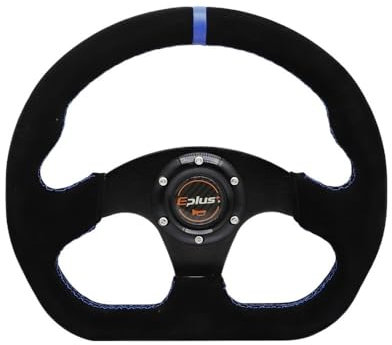Sportlenkrad Auto-Styling Sport-Lenkrad Racing Typ Universal 13 Zoll 325 mm Aluminium Nachrüstung modifiziert Holzlenkrad(Alcantara-BLUE)