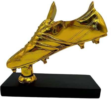 Perfeclan Statua Figurina Trofeo di Calcio Scarpa d'oro Regalo di Compleanno Scultura Trofeo di Calcio per Mobile Libreria Bomboniere per Feste, Base Nera