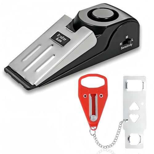 Yuchengxiang Portable Door Locker - Travel & Home Security Lock, Heavy Duty Anti-Theft Lock (Red+Black)