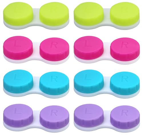 Contenitori per lenti a contatto in 4 colori, 8 pezzi, contenitore per lenti a contatto, contenitore per lenti a contatto, set di contenitori per lenti a contatto da viaggio, a prova di perdite, per