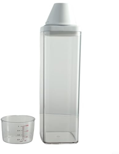 Emiif Geschirrspülmittelbehälter mit luftdichtem Deckel, Messbecher, Waschpulverdose, transparente Aufbewahrungsbox für Pulver, Seife, Reinigungsmittel, Waschmittel (1500 ml)
