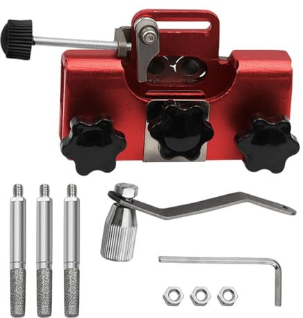 Kettensägen-Schärf-Set - Handkettenteich, robustes Kettenschärfgerät mit Kette mit 3 Schleifbits | Präzises Aluminium Kettenschärfgerät, Por Werkzeug