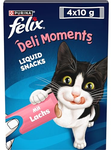 Felix Deli Moments, krämigt kattmellanmål med lax, 44-pack (44 x 10 g)