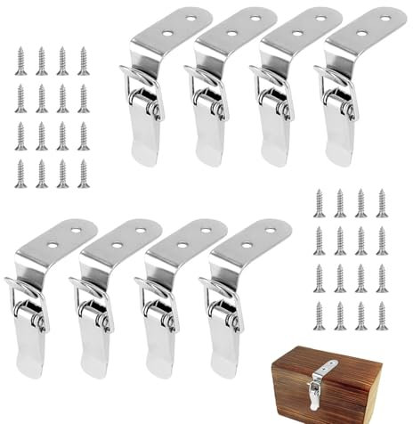 8 Pcs Fermeture a Levier, Fermeture à Ressort Loquet, Loquet à Ressort Bascule, Fermoir de Tension, Loquet Bascule en Acier Inoxydabl, Capuchon de Verrouillage Pour Boîte, Armoire, Coffre à Outils