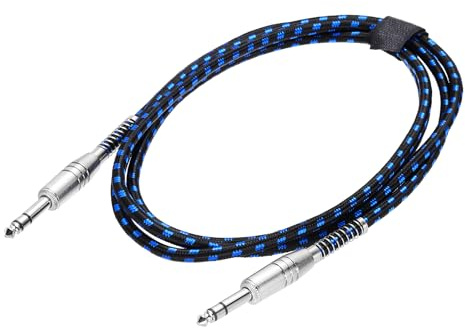 QUARKZMAN Cavo Per Strumento Musicale Chitarra Cavo Jack Nero Blu | 6 Piedi 1/4 Pollice A 1/4 Pollice Angolo Dritto A Dritto, Per Chitarra Elettrica Per Basso