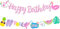 Fiesta Cumpleaños Piscina Banderolas Verano, Hawaiana Leis Verano Flamingo Piña Decoraciones Fiesta Playa Decoraciones Hawaiana Banderolas Feliz Cumpleaños Happy Birthday Banner (A)