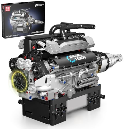 Mould King 10205 Technik Bausteine Motor Bausatz RR V12 Klemmbausteine Motor Engine Model Kit Enthält Batteriekasten MOC Sammlerstücke Geschenke Für Erwachsene (733 Teile)