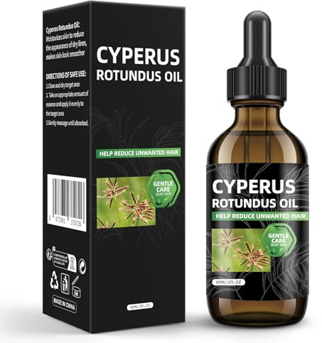 Cyperus Rotundus Oil for Hair Removal, 60ml Natural Cyperus Rotundus Oil with Vitamin E - Reduces Unwanted Hair Growth for Body, Shrinks Pores, Moisturizing & Soothing for All Skin Types