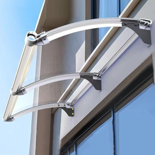 YVYKFZD Marquesina para Puertas entrada, Tejadillo de Protección exterior con fregadero, Toldo Cubierta Toldo Refugio cubierta de policarbonato, Marquesinas Exterior modular soporte des aluminio(Trans
