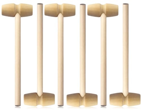 DWFEYOI 6 Stück Mini DIY Holzhammer Werkzeug, Holz Krabben Hammer, Mini Holzhammer Mallet Stampfen Spielzeug Schlagen, Schlägel Holz Hammer Pädagogisches Spielzeug für Jungen Mädchen Kinder