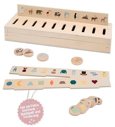 wunderwunsch smallfoot Bildersortierbox, Montessori Spielzeug personalisiert für Baby und Kleinkind, Kinderspielzeug, Lernspielzeug, Motorikspielzeug, Motorikwürfel Alternative (ohne Name)