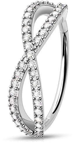 Melighting Doppel Nasenring CZ Septum Clicker 316L Edelstahl Scharnier Segmentring 18G/20G Helix Ohrring Tragus Conch Ohrring 6/8/10/12mm