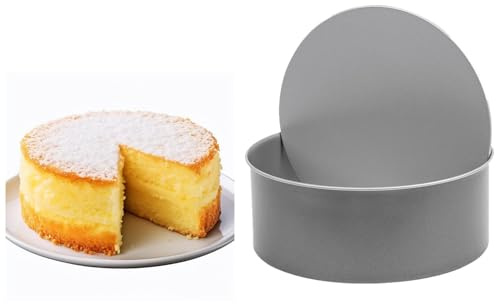 Pluto Packaging Oven Safe 23cm Loose Base Non-Stick Pan | Steel Round Baking Cake Tin