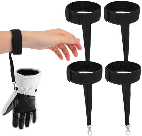 Fukaisu 4uds Correas Seguridad para Guantes de Esquí, Correas Elásticas Guantes Deportivos Duraderos con Llaveros Accesorios Prácticos para Snowboard Montañismo Actividades al Aire Libre