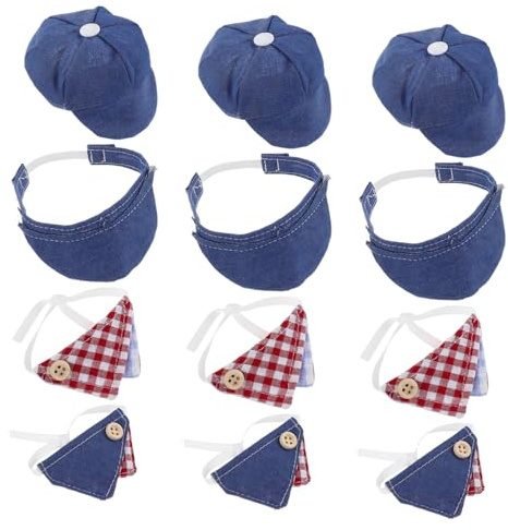 Kleiner Puppenhüte 12stücke aus Stoff für 10cm Puppen und Kinder | Baskenmützen, Dreieckstücher, Piratenhut, Kappen, Ersatzteile, Dekorationen für Partys