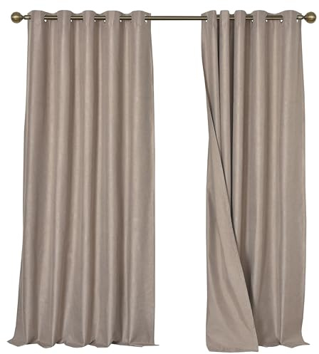Olivia Rocco Linen Blackout Curtains Eyelet Thermal Insulated Window Drapes Noise Reducing Light Blocking for Bedroom Living Room Home Decor 2 Panel Set, Natural 66x90