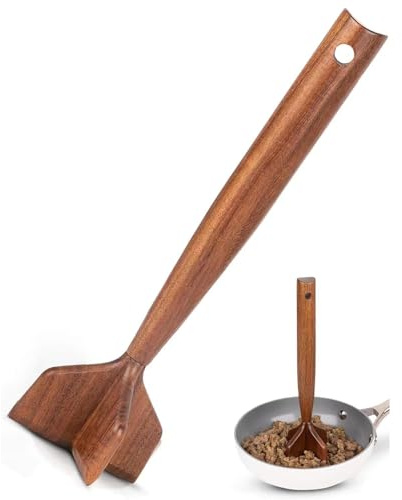 Schiacciapatate in legno, resistente, per carne macinata, antigraffio, resistente al calore, per manzo, tacchino, salsicce e patate (1)
