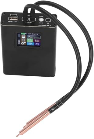 Cocoarm Mini Saldatrice A Punti, Kit Saldatrice A Punti Portatile con Display LCD, Batteria Al Litio Ricaricabile da 5000 MAh, Uscita da 6 A 1200 A, per Utenti Fai da Te con Lamiera da 0,25 Mm