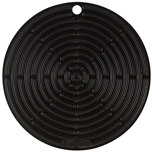 Le Creuset Cool Tool, Pot Holder/Trivet, Silicone, Round, 20 cm, Black, 93000230310200