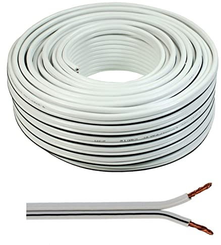 Cavo per altoparlante, bianco, 2 x 4,00 mm², 50 m, anello