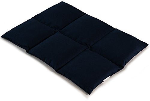 Coussin aux grains d'épeautre biologique 40x30 - Coussin chauffant pour le dos ... - Bouillotte sèche - Compresse chaude ou froide (6 compartiments; Design: bleu foncé)