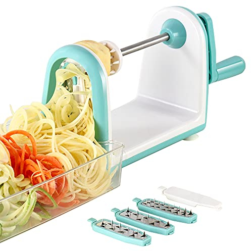 Ourokhome Vegetable Spiralizer Zucchini Noodle - 5 Blades Veggie Noodle Maker Vegetable Slicer for Potato, Carrot, Cucumber