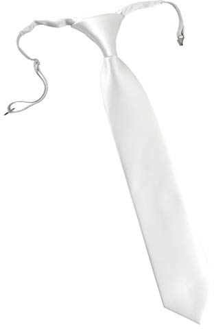 TigerTie Designer Security Sicherheits Krawatte in weiss einfarbig Uni - vorgebunden mit Gummizug in weiß