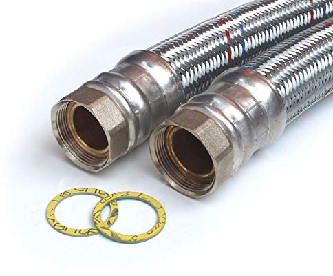 H2O-Flex® Panzerschlauch 1 1/2ÜM x 1 1/2ÜM, DN40, Stahl verzinkt, 1,5m | Flexschlauch für Nutzwasser, Inliner EPDM, PN6, für Pumpen, Solar und Heizung, Made in Germany