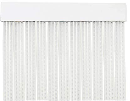 MERCURY TEXTIL Türvorhang mit PVC-Streifen, 210 x 90 cm, Vorhang für Außentür (transparent + weißer Rand P16)