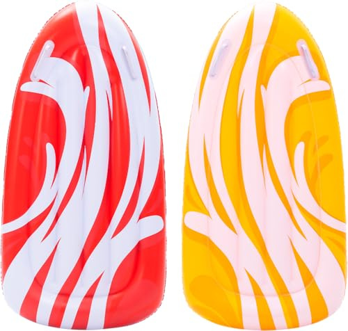 JOYIN Paquete de 2 Tablas de Bodyboard inflables para toboganes de Agua, Bodyboard para Deslizadores, Flotador para Piscina, Juguete acuático de Verano para niños y bebés (Rojo, Amarillo)