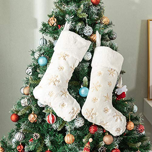 Henrey Tech Set da 2 Calze di Natale 56cm per Camino - Sacchetto Regalo di Caramelle per Decorazioni Natalizie