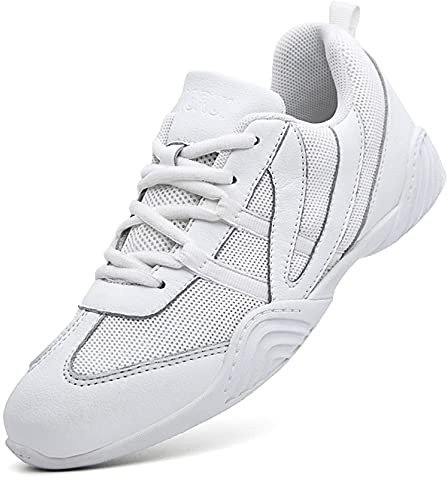 DADAWEN Damen Cheerleading Schuhe Mädchen Outdoor Turnschuhe Gymnastik Jazz Yoga Tanzschuhe Weiß