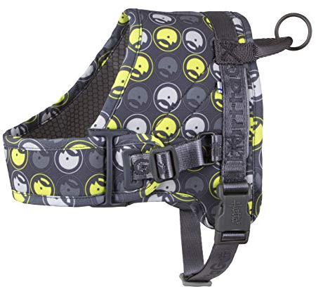 Hurtta Go Harness Hundegeschirr für kleine Hunde, gepolstert, vorne verstellbar, mit Griff und Reflektor-Band, Grau 35-34cm