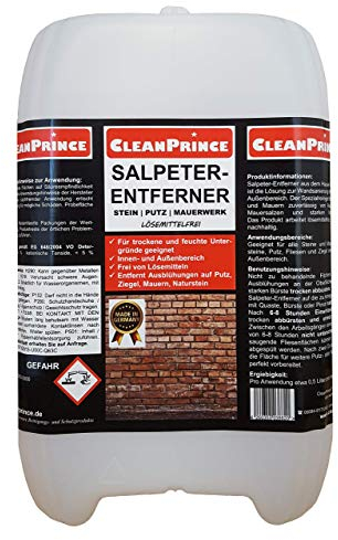 Salpeterentferner 5 Liter | Salpeterreiniger Salpeter-Entferner bei Ausblühungen auf Mauern, Putz, Naturstein, Ziegeln